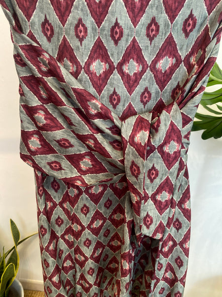 Vestido Sardenha estampa losangos menta