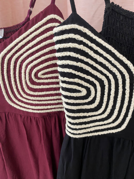 Vestido comprido peito bordado