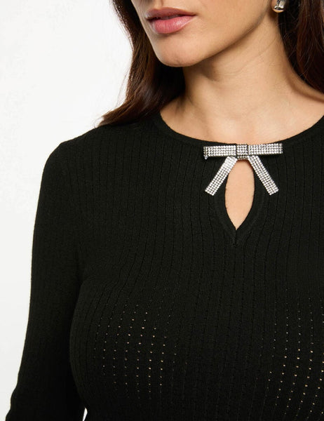 Camisola de malha preta com laçinho MORGAN