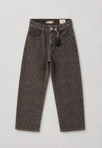 Calças sarja leopardo