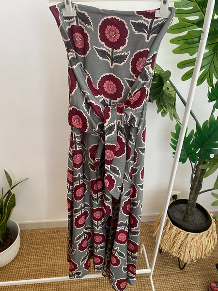 Vestido laçada flores grandes verde menta