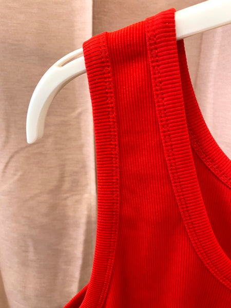Top cabelado algodão vermelho