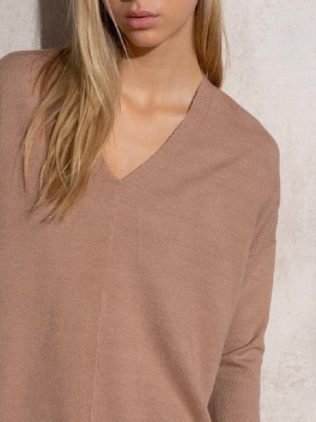 Camisola de malha fininha camel Smf