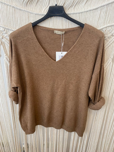 Camisola de malha camel