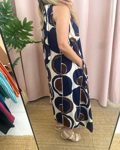 Vestido halter azul marinho