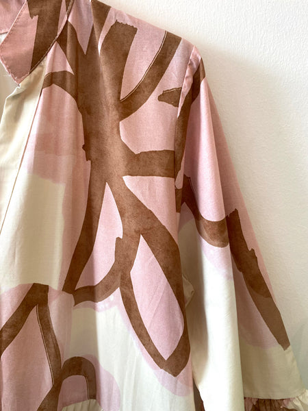 Vestido camisa rosa/castanho