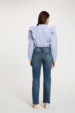 Carregar imagem no visualizador da galeria, Camisa Morgan riscas e folhos azul
