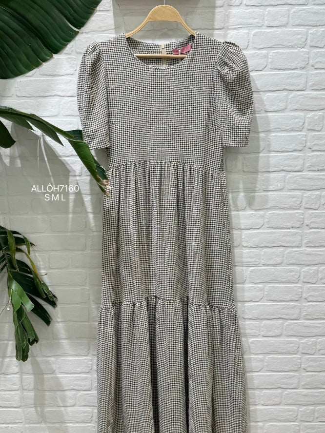 Vestido xadrez castanho