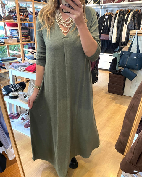 Vestido de malha kaki