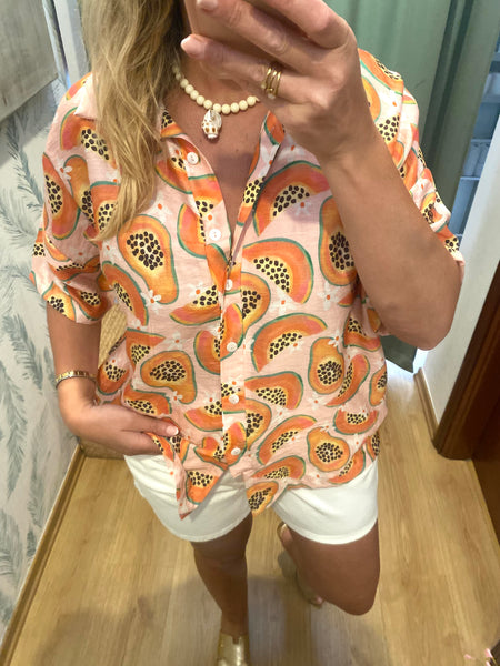 Camisa oversize padrão papaias grande