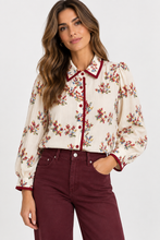 Carregar imagem no visualizador da galeria, Camisa estampa flores Bordeaux
