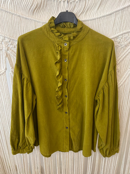 Camisa bombazina folhinho verde oliva
