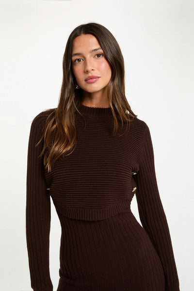 Vestido de malha castanho Morgan