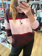 Carregar imagem no visualizador da galeria, Polo de malha risca castanho e rosa
