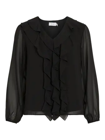 Blusa folhos Viane preto Vila