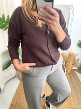 Carregar imagem no visualizador da galeria, Cardigan Viril V castanho Vila
