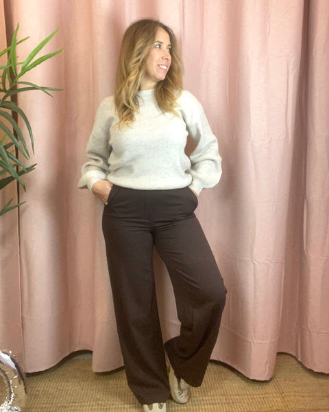 Calça clássica castanha Vivarone