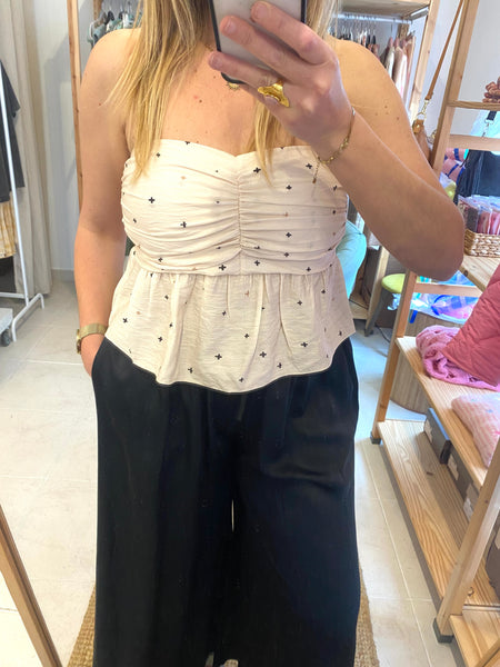 Crop top padrão cruzinhas branco