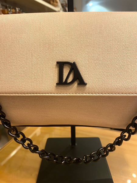 Mala de traçar beje e preto com corrente Don Algodon