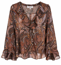 Carregar imagem no visualizador da galeria, Blusa Morgan estampa cornucópias castanho

