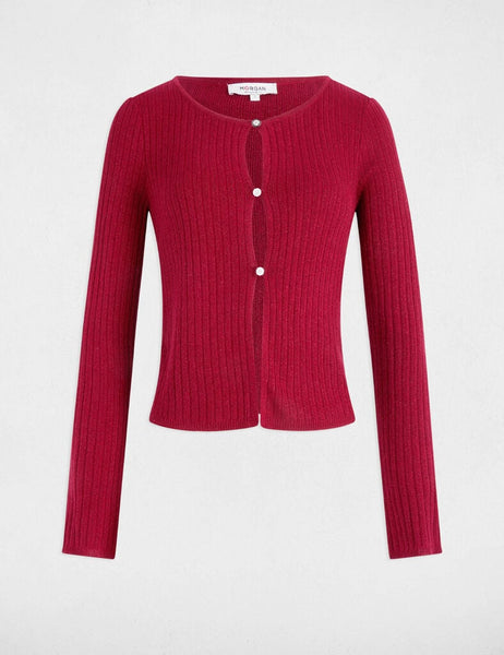 Casaco de malha lurex bordeaux MORGAN