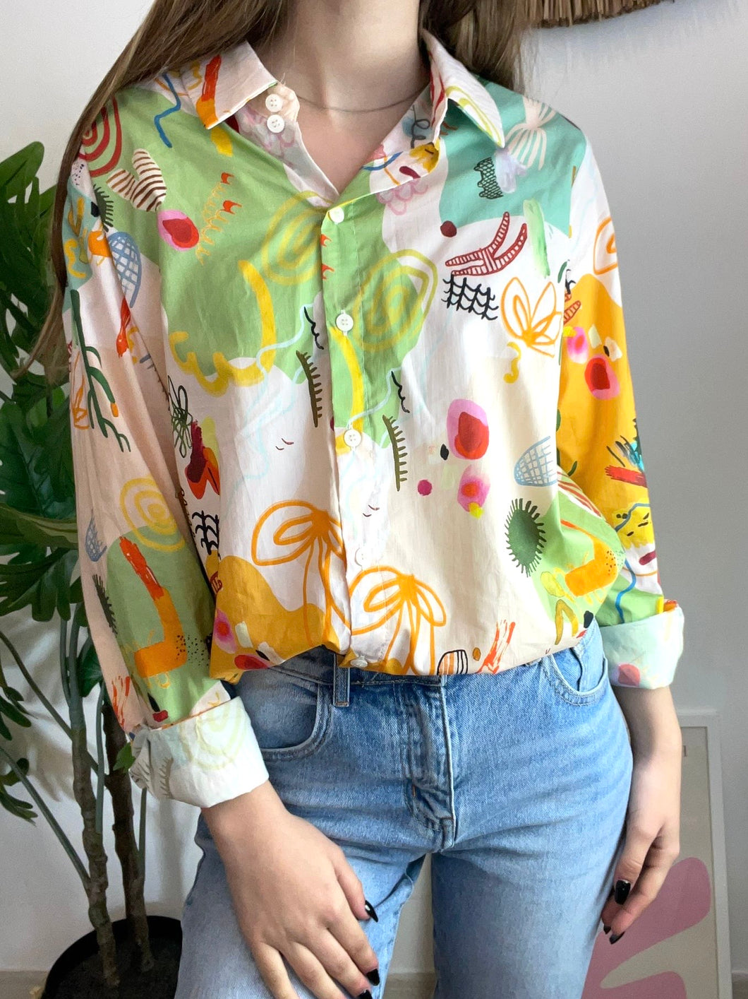 Camisa estampada amarelo/verde
