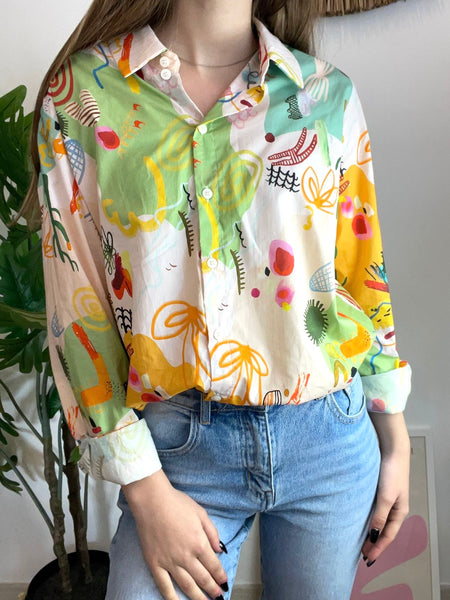 Camisa estampada amarelo/verde