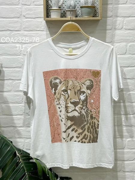 T-shirt branca tigre