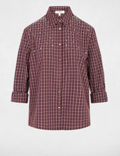 Carregar imagem no visualizador da galeria, Blusa Morgan quadradinhos Bordeaux brilhantes
