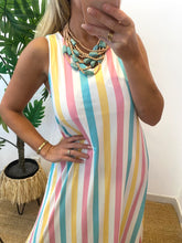 Carregar imagem no visualizador da galeria, Vestido comprido malha fria riscas finas
