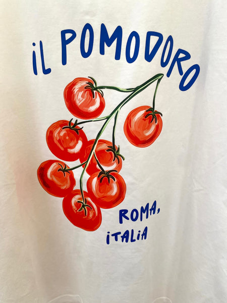T-shirt de algodão branco tomates