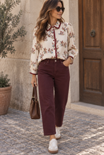 Carregar imagem no visualizador da galeria, Camisa estampa flores Bordeaux
