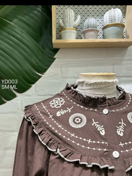 Camisa bordada chocolate
