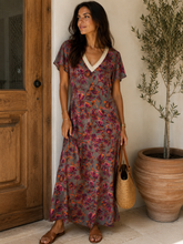 Carregar imagem no visualizador da galeria, Vestido malha fria estampado flores verde
