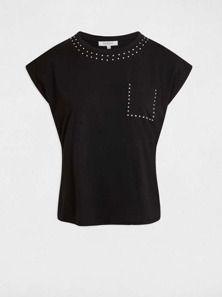 T-shirt preto tachas MORGAN