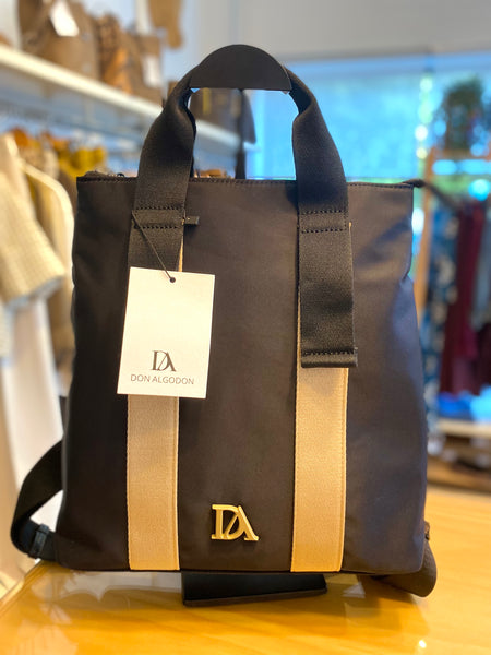 Mochila nylon preto/camel Don Algodon