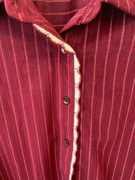 Camisa oversize aveludada bordeaux