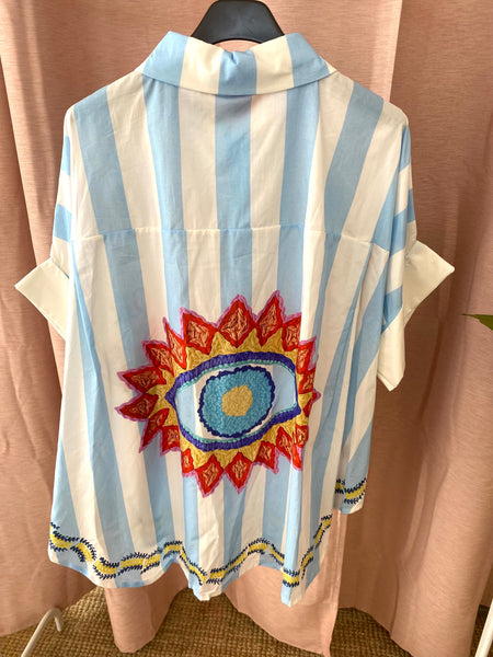 Camisa riscas azuis Flórida