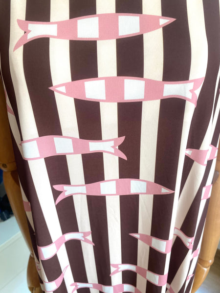 Vestido comprido malha fria sardinhas rosa