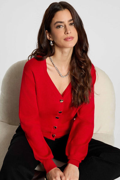 Casaco vermelho com botões coração MORGAN