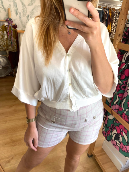 Kimono acetinado botões branco