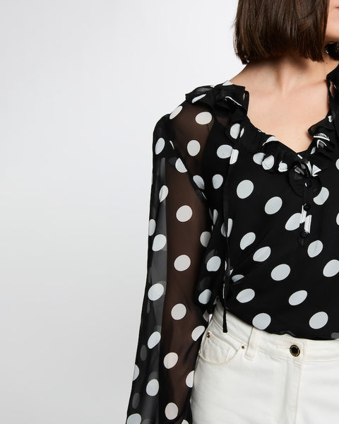 Blusa Morgan bolas preto/branco