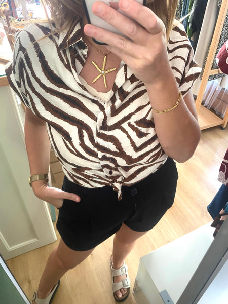 Camisa zebra castanho