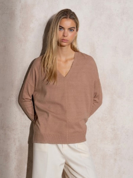 Camisola de malha fininha camel Smf