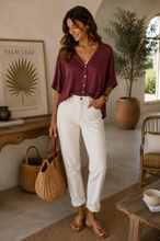 Carregar imagem no visualizador da galeria, Casaco/blusa acetinado Bordeaux
