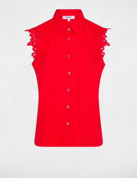 Blusa Morgan detalhe renda vermelho