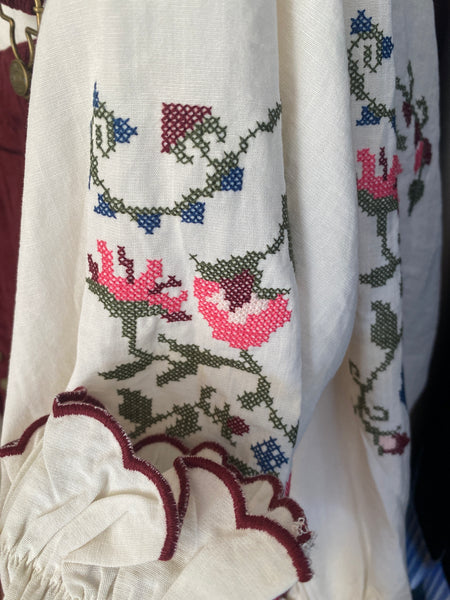 Camisa manga bordado flores