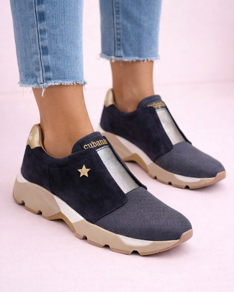 Ténis Run elástico azul marinho Cubanas