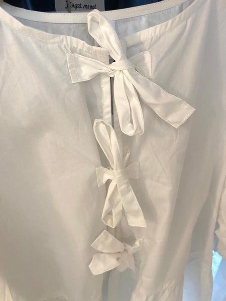 Blusa mangas balão com laços branco