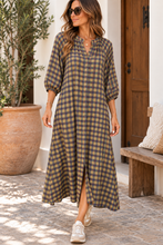 Carregar imagem no visualizador da galeria, Vestido camisa Vichy kaki

